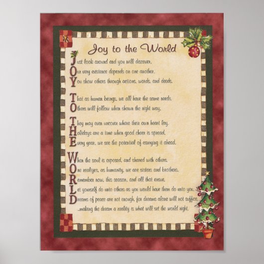 "Joy to the World"頭字詩キャンバスプリント ポスター (正面)