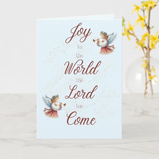 Joy to the World Angels Christmas Card カード (黄色い花)