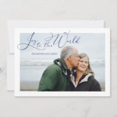 Joy to the World Blue Photoクリスマスホリデーカード シーズンカード (正面)