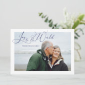 Joy to the World Blue Photoクリスマスホリデーカード シーズンカード (スタンド正面)