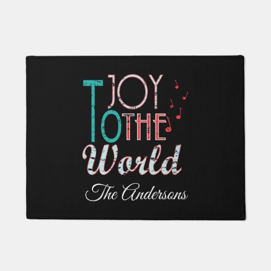 Joy to the World ChristmasタイポグラフィMusic Notes ドアマット (正面)
