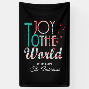 Joy to the World ChristmasタイポグラフィMusic Notes 横断幕