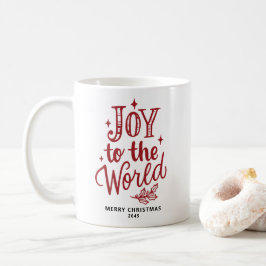 Joy to the World Christmas Lettering Red コーヒーマグカップ