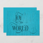 JOY TO THE WORLD Dark Teal Script Christmas ポストカード (正面/裏面)