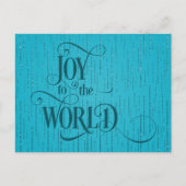 JOY TO THE WORLD Dark Teal Script Christmas  ポストカード (正面)