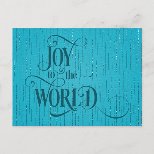 JOY TO THE WORLD Dark Teal Script Christmas ポストカード (正面)
