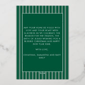 Joy To The World Green Nativity Christmas Photo 箔シーズンカード (裏面)