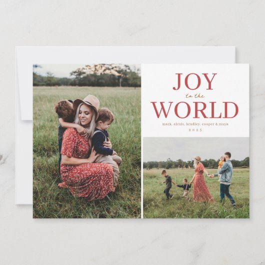 Joy to the World Holiday Photo Collage シーズンカード (正面)