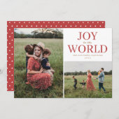 Joy to the World Holiday Photo Collage シーズンカード (正面/裏面)