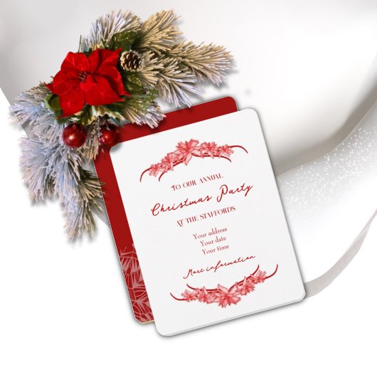 Joy to the World in Red Christmas Invitation Card 招待状