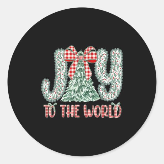 Joy To The World Jesus Christian Christmas Xmas Tr ラウンドシール (正面)