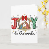 Joy To The World Jesus Christian Nativity Scence C カード (黄色い花)