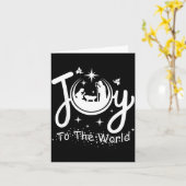 Joy To The World Jesus Christmas Nativity Scene Fa カード (黄色い花)