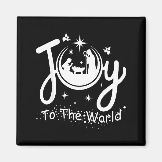 Joy To The World Jesus Christmas Nativity Scene Fa マグネット (正面)