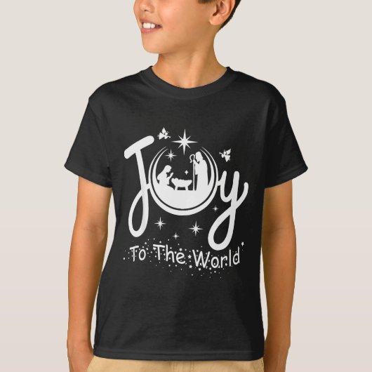 Joy To The World Jesus Christmas Nativity Scene Fa Tシャツ (正面)