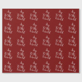 Joy to the World Maroon Gift Wrapping Paper ラッピングペーパー (フラット)