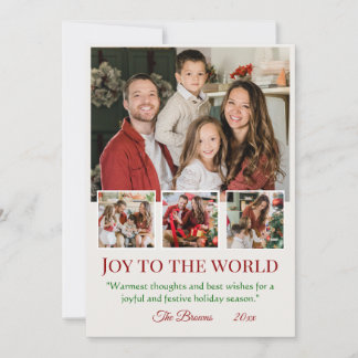 Joy to the world modern 4 family photo cute simple シーズンカード