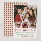 Joy to the world modern 4 family photo cute simple シーズンカード (正面/裏面)