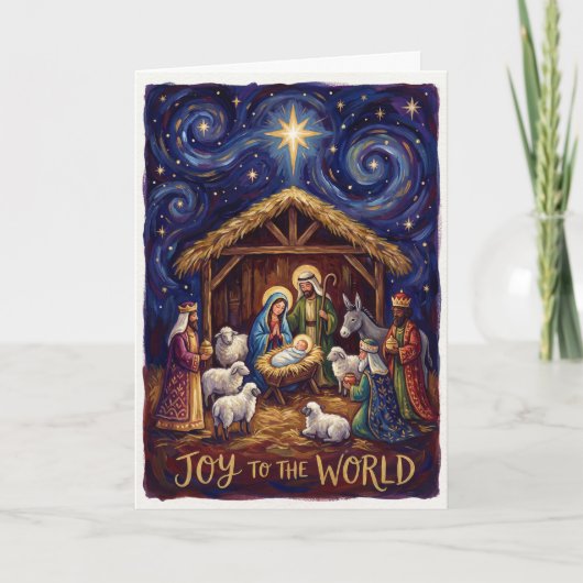 Joy to the World Nativity Christmas Card カード (正面)