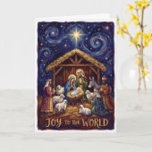 Joy to the World Nativity Christmas Card カード (黄色い花)