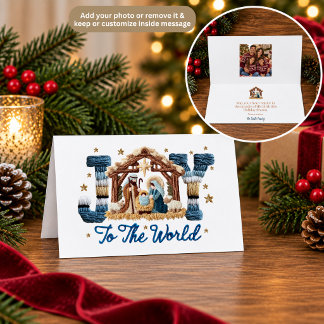 Joy to the World Nativity Scene Christmas Card サンキューカード