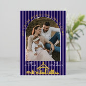 Joy To The World Navy Nativity Christmas Photo 箔シーズンカード (立ち正面)