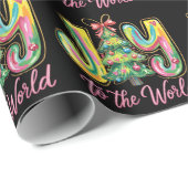 Joy To The World Neon Christmas Tree Brushstroke  ラッピングペーパー (ロールコーナー)