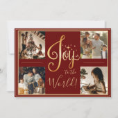 Joy to the World Photoクリスマスレッドホリデーカード シーズンカード (正面)