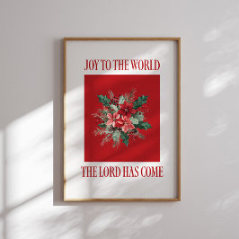 Joy to the World Poinsettia Christmas Poster ポスター