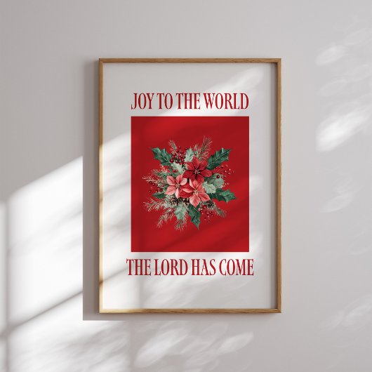 Joy to the World Poinsettia Christmas Poster ポスター