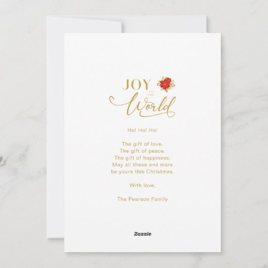 Joy To the World Poinsettiasコラージュ5枚の写真 シーズンカード (裏面)