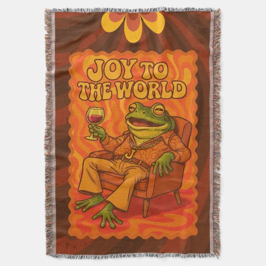 Joy to the World Psychedelic Frog with Wine スローブランケット (正面縦)