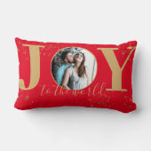Joy to the World Redと金ゴールドキラキラの写真 ランバークッション (裏面)