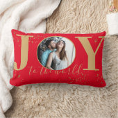Joy to the World Redと金ゴールドキラキラの写真 ランバークッション (ブランケット)