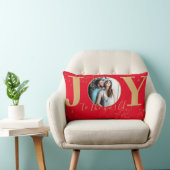 Joy to the World Redと金ゴールドキラキラの写真 ランバークッション (椅子)