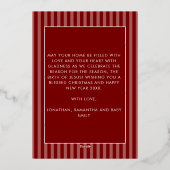 Joy To The World Red Nativity Christmas Photo 箔シーズンカード (裏面)