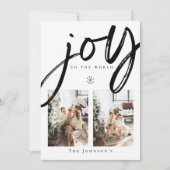 Joy to the World Snowflake Black and White Photo シーズンカード (正面)