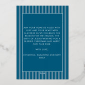 Joy To The World Teal Nativity Christmas Photo 箔シーズンカード (裏面)