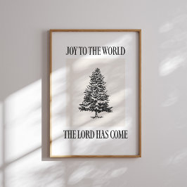 Joy to the World Vintage Tree Christmas Print ポスター