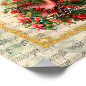 Joy to World Vintage Christmas Carolシートミュージック ポスター (角)
