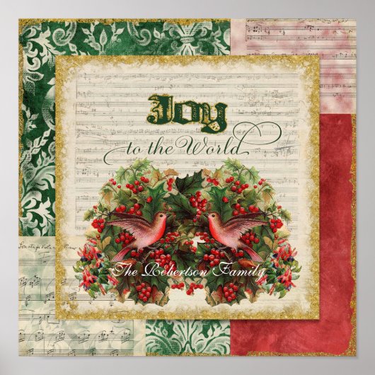 Joy to World Vintage Christmas Carolシートミュージック ポスター (正面)