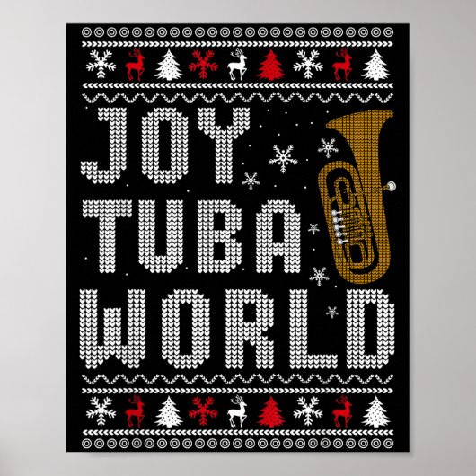 Joy Tuba World Funny Music Lover Ugly Christmas Sw ポスター (正面)