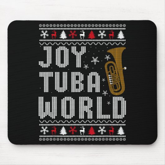Joy Tuba World Funny Music Lover Ugly Christmas Sw マウスパッド (正面)
