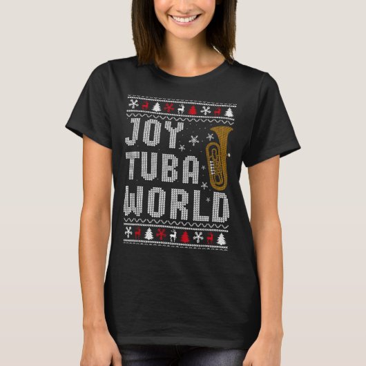 Joy Tuba World Funny Music Lover Ugly Christmas Sw Tシャツ (正面)