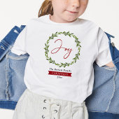 Joy Typography Script Christmas Wreath Holiday Tシャツ
