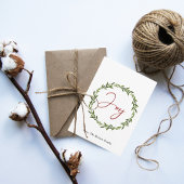 Joy Typography Script Wreath 3 Photo Christmas シーズンカード