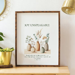 Joy unspeakable, floral Christian wall art  ポスター