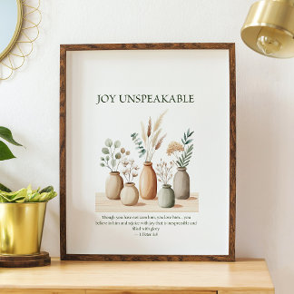 Joy unspeakable, floral Christian wall art  ポスター