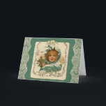 Joy Victorian Christmas girl in bonnet シーズンカード<br><div class="desc">Joy   Victorian Christmas girl in bonnet  This is a genuine vintage image with alteration on my part .  All of my vintage images are properly attained and do not violate copyright laws.</div>