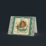 Joy Victorian Christmas girl in bonnet シーズンカード<br><div class="desc">Joy   Victorian Christmas girl in bonnet  This is a genuine vintage image with alteration on my part .  All of my vintage images are properly attained and do not violate copyright laws.</div>